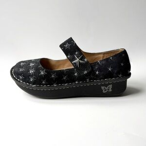Algeria Paloma Star Studded Black Nubuck Leather Mary Jane Shoes‎